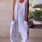 Witte Mouwloze V-hals Jumpsuit - Fleur