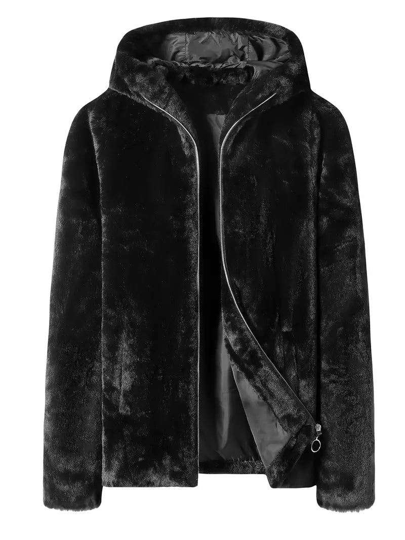 Gezellige Elegantie: Dames Luxe Teddyjas met Imitatiebont en Capuchon – Ideaal voor Herfst & Winter