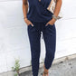 Zwarte V-hals Jumpsuit met Bandjes - Nora