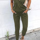 Zwarte V-hals Jumpsuit met Bandjes - Nora