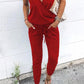 Zwarte V-hals Jumpsuit met Bandjes - Nora