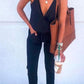 Zwarte V-hals Jumpsuit met Bandjes - Nora