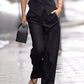 Zwarte One-Shoulder Top en Broek Set - Mila