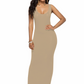 Bianca - Mosterdgele Elegante Stretch Maxi-Jurk