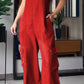 Blauwe Denimhemd V-hals Cargo Jumpsuit - Sarah