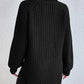 Gezellige Chique: Zwarte Geribbelde Coltrui - Comfortabel Oversized