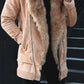 Chique Ritssluiting Faux Bontjas met Capuchon & Letter Accenten