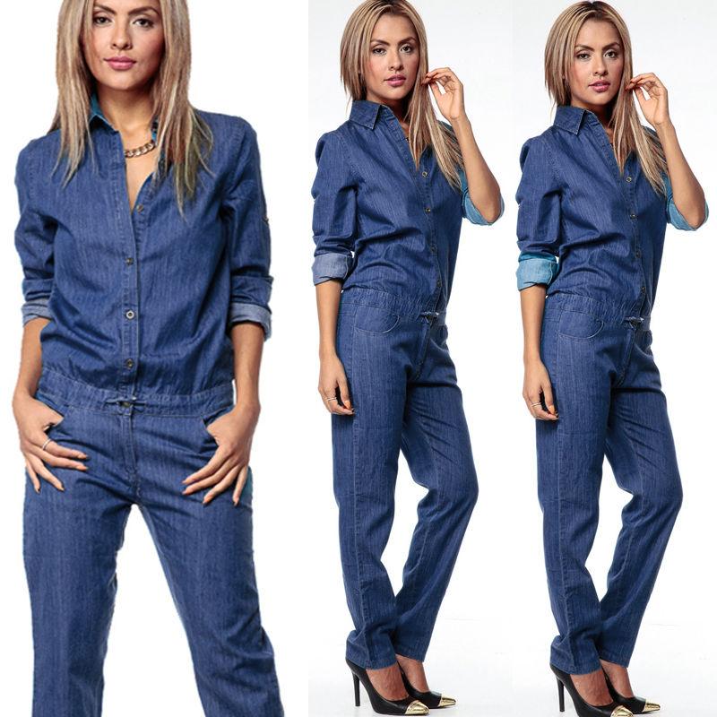Chique Denim Jumpsuit met Revers: Moeiteloze Stijl & Comfort