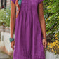 Vintage Bries: Elegante Zomerjurk met Ronde Hals & Losse Pasvorm