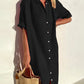 Zomerse Katoenen Midi Blousejurk - Eenvoudig Chic!