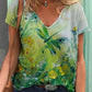 T-shirt - v-hals schilderij bloemsierkunst