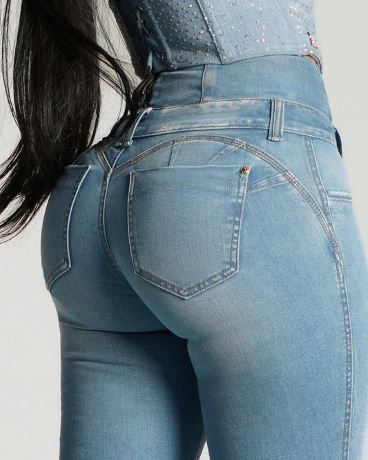 Zip-High Skinny: Verhoog je Stijl met Comfortabele High-Waisted Jeans!