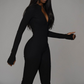 Strakke Zip Jumpsuit: Dikke Stof & Stretch