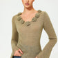 Chique V-Hals Gebreide Top met Flared Mouwen: Elegantie Heruitgevonden
