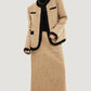 Elegante Tweed Maxi Rok met Hoge Taille & Stijlvolle Zij Split