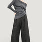 Chic Gebreide Grijze Off-Shoulder Top