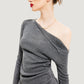 Chic Gebreide Grijze Off-Shoulder Top