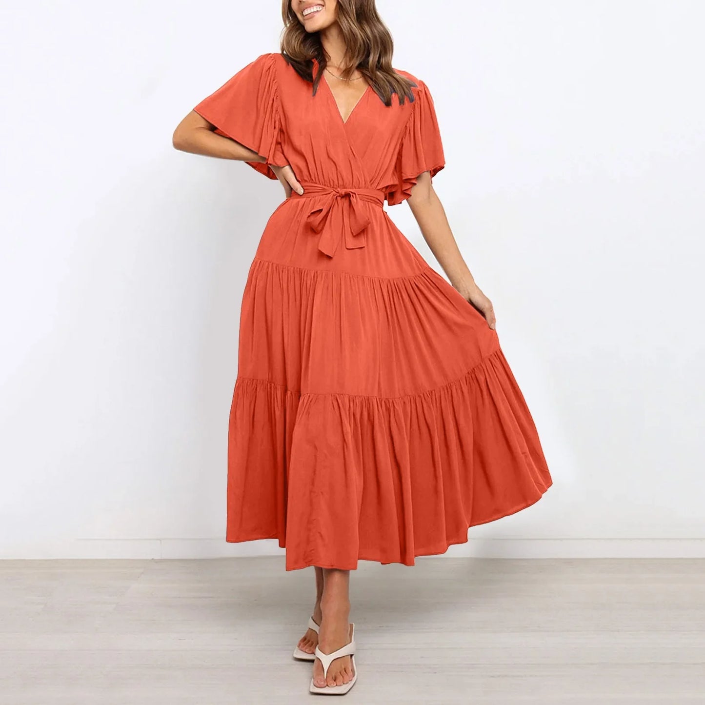 Fenieke - Oranje Elegante Jurk