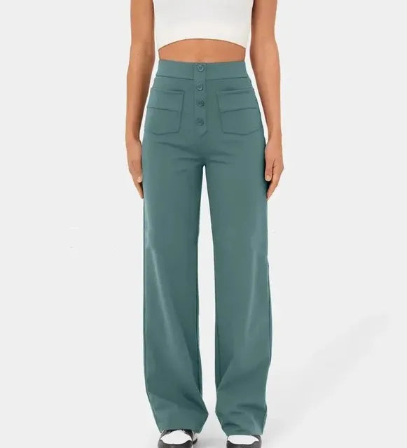Nora - Zwarte Casual Wijde Broek