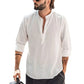 Rhett - Witte Casual Linnen Herenblouse