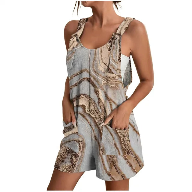 Daiana - Grijze Zomerse Korte Jumpsuit