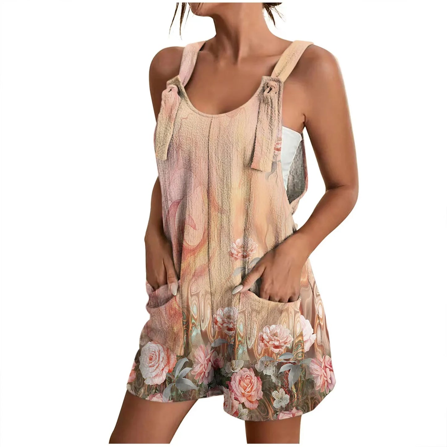 Daiana - Grijze Zomerse Korte Jumpsuit