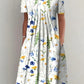 Blauwe Elegante Damesjurk met Ronde Hals - Ann