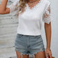 Khaki V-Hals Kant Blouse - Emiley
