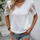 Khaki V-Hals Kant Blouse - Emiley