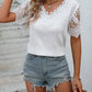 Khaki V-Hals Kant Blouse - Emiley