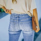 Zoey - Lichtblauwe Denim Broek met Hoge Taille voor een Verleidelijke Look