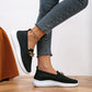 Cara - Zomerse Gebreide Holle Platte Schoenen Zwart