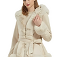 Chique Winter Elegantie: Luxueuze Imitatie Suède Jas met Capuchon en Pluche Bontkraag