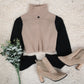 Chique Elegantie Coltrui: Strakke Zwarte Mouwen & Gedurfde Oversized Hals