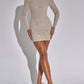 Beige Pailletten Mini Jurk - Olivia