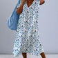 Midi-jurk met boho-bladprint en vloeiende snit