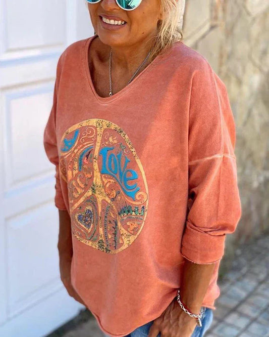 Gitta - Oranje Bedrukt Overhemd