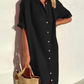 Zomerse Katoenen Midi Blousejurk - Eenvoudig Chic!
