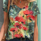 T-shirt - v-hals schilderij bloemsierkunst