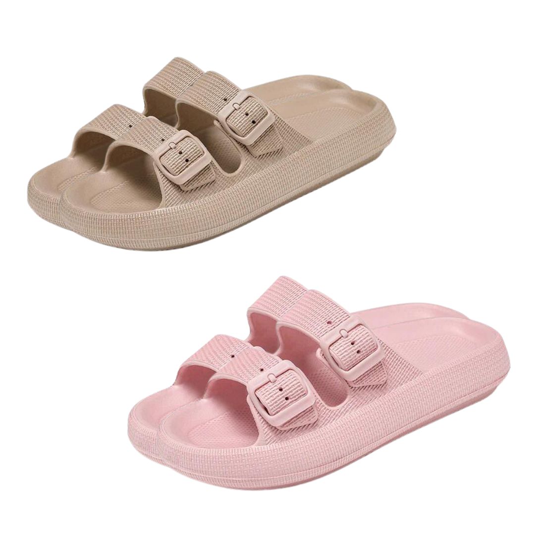 Lara - Duo Pakket Anatomische Sandalen met Verstelbare Bandjes in Zwart en Khaki