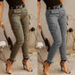 Mila - Grijze Dames Cargo Jeans