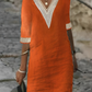 Chique Dames Katoen-Linnen Jurk: Casual & Comfortabel