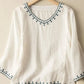 Blauw Geborduurd Katoenen Top - Elvie