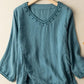 Blauw Geborduurd Katoenen Top - Elvie