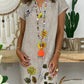 Blauwe V-hals Print Jurk - Chantal