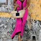 Chic Colorblock Midi-jurk met Bretels