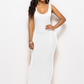 Bianca - Mosterdgele Elegante Stretch Maxi-Jurk