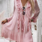 Roze Zijde Chiffon Kwastjes Jurk - Liv