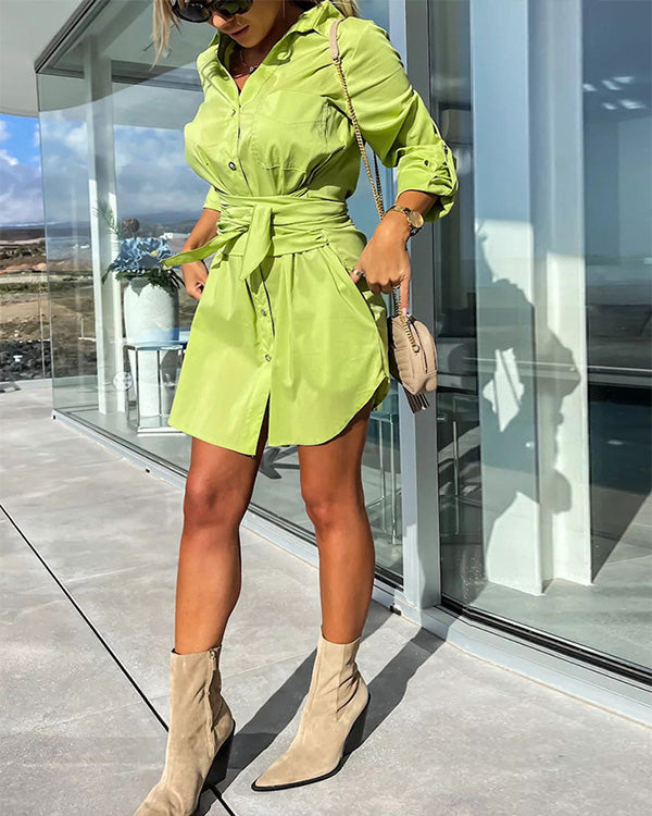 Neon Groene Lange Shirtjurk - Jade