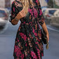 Mia - Zwarte Bloemenprint Midi-Jurk